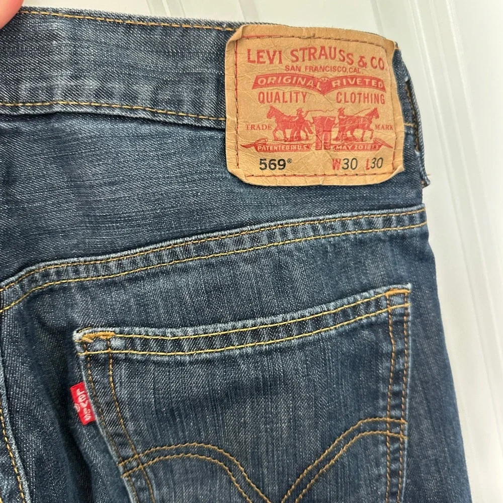 Levi's 569 Loose Straight Jeans Mens 30x30 Blue Dark Wash Denim Y2K Skater Baggy